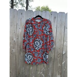 Ann Taylor Loft Womens Size XXS Petite Half Button Front Shift Dress Orange Date